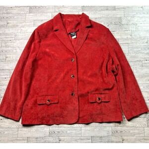 Vintage Southern Lady Blazer Red Corduroy Button Front Jacket Women's 24W